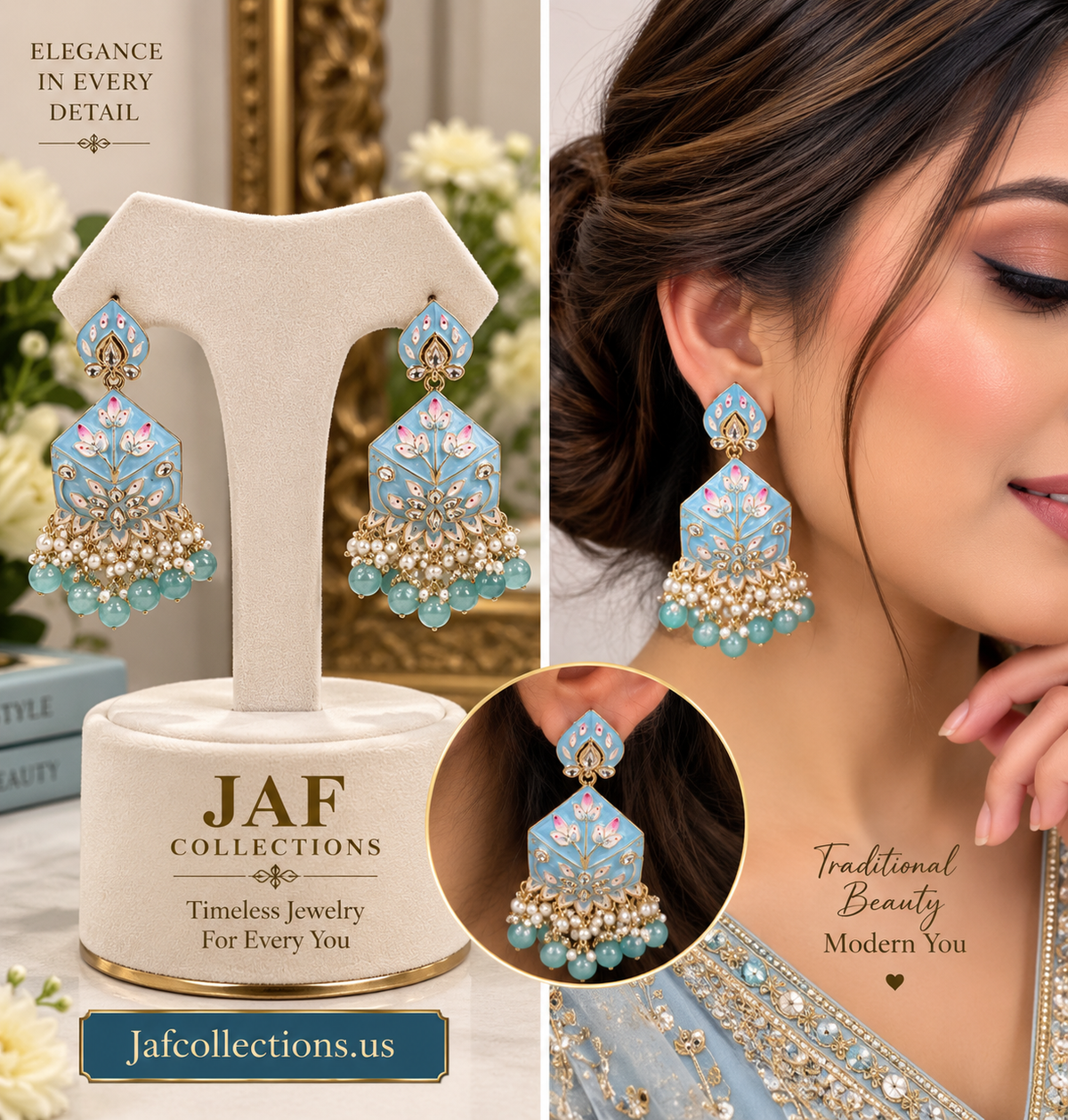 Blue meena earrings