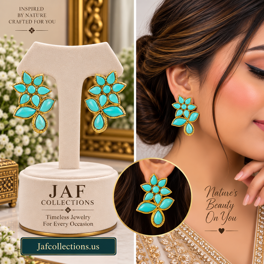 Turquoise with gold earring