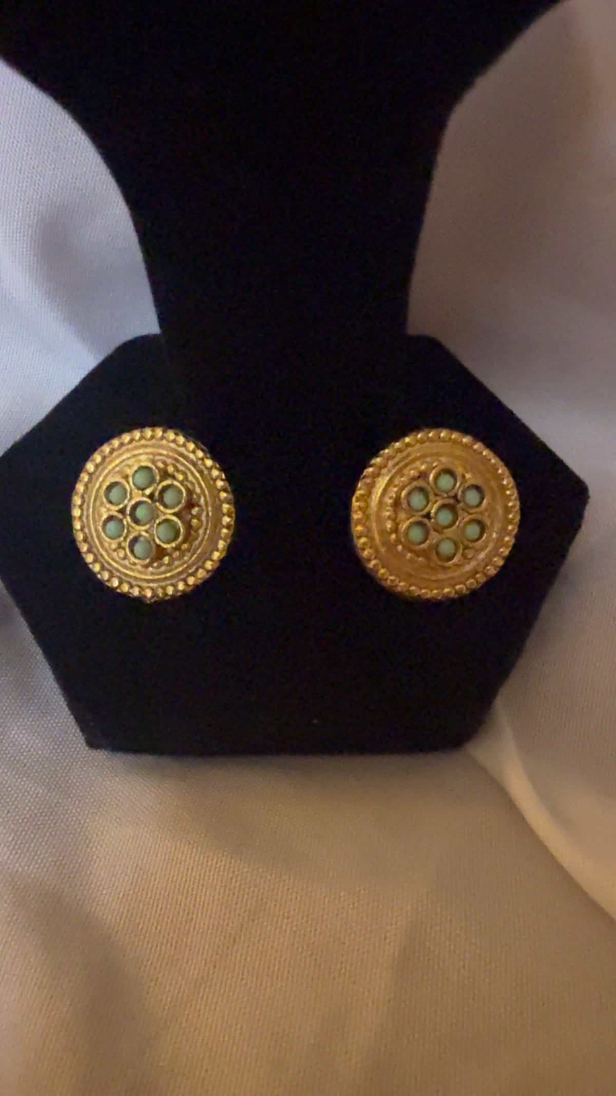 Start earrings with topaz colors, stone, and gold