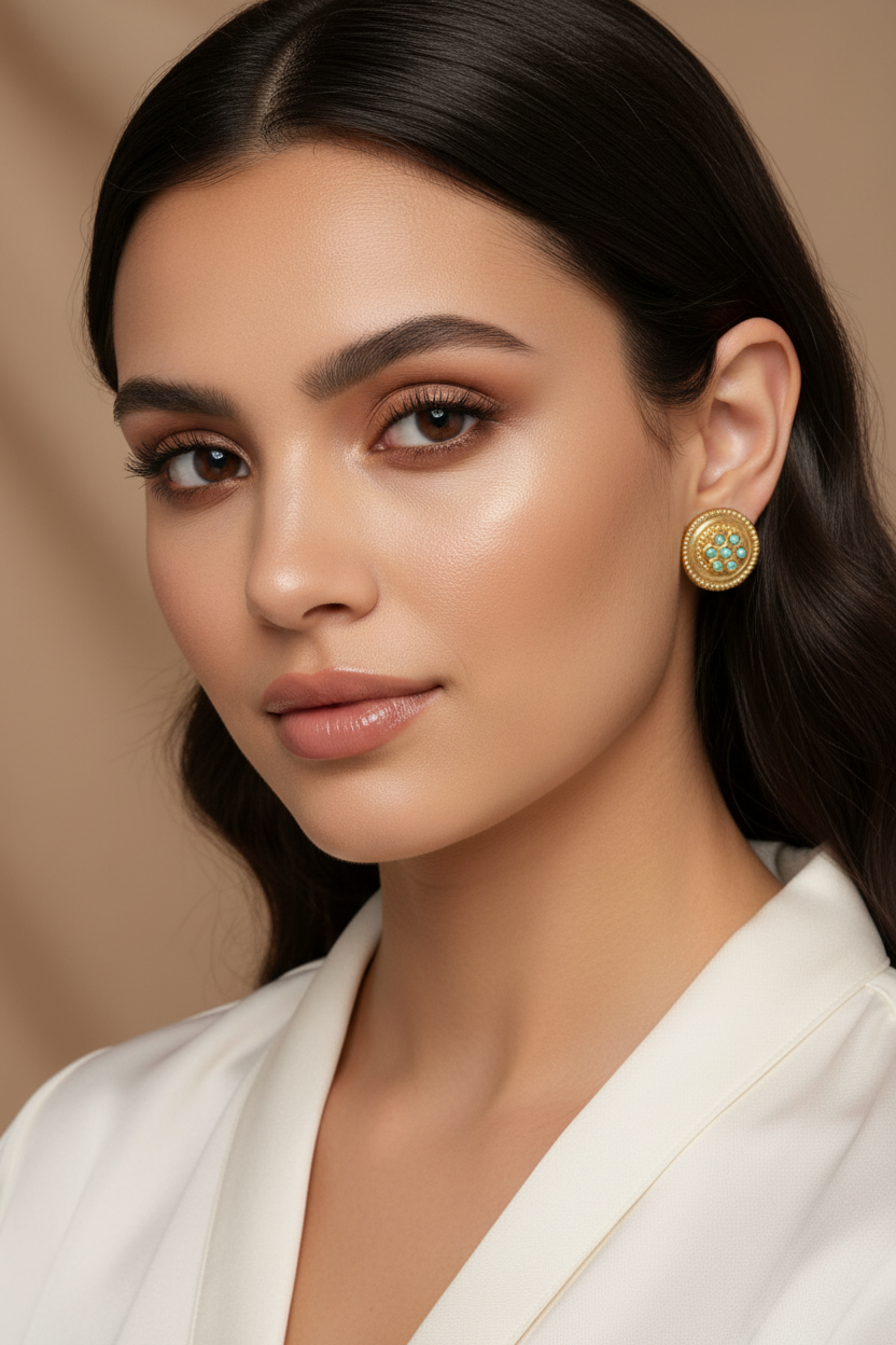 Start earrings with topaz colors, stone, and gold